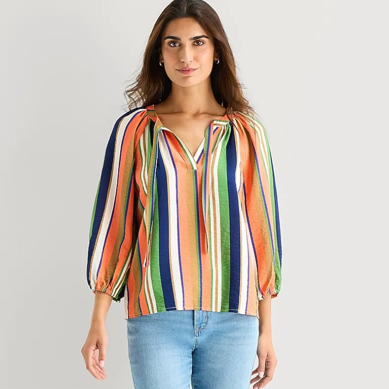 St. John's Bay Womens Tall Split Tie Neck 3/4 Sleeve Blouse