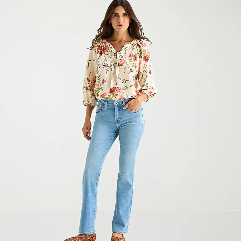 St. John's Bay Womens Tall Split Tie Neck 3/4 Sleeve Blouse