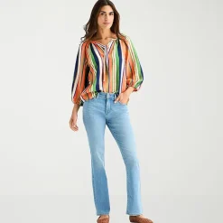 St. John's Bay Womens Tall Split Tie Neck 3/4 Sleeve Blouse