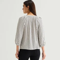 St. John's Bay Womens Tall Split Tie Neck 3/4 Sleeve Blouse
