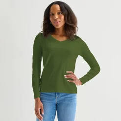 St. John's Bay Womens Tall V Neck Long Sleeve T-Shirt