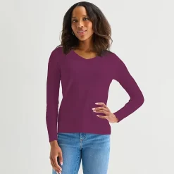 St. John's Bay Womens Tall V Neck Long Sleeve T-Shirt