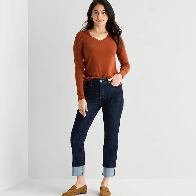 St. John's Bay Womens Tall V Neck Long Sleeve T-Shirt