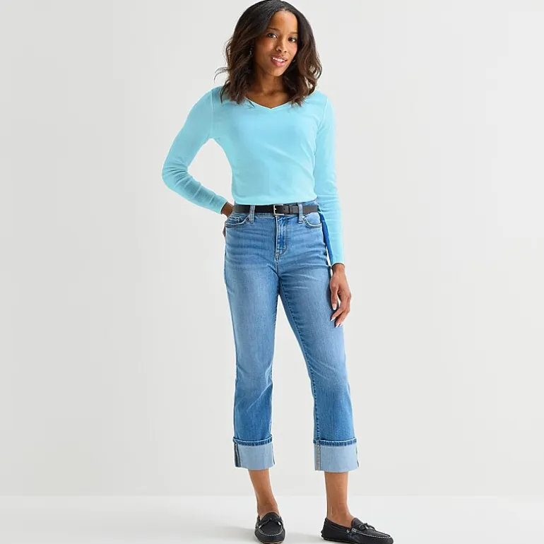 St. John's Bay Womens Tall V Neck Long Sleeve T-Shirt