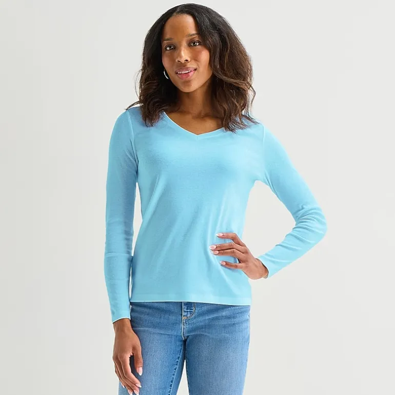St. John's Bay Womens Tall V Neck Long Sleeve T-Shirt