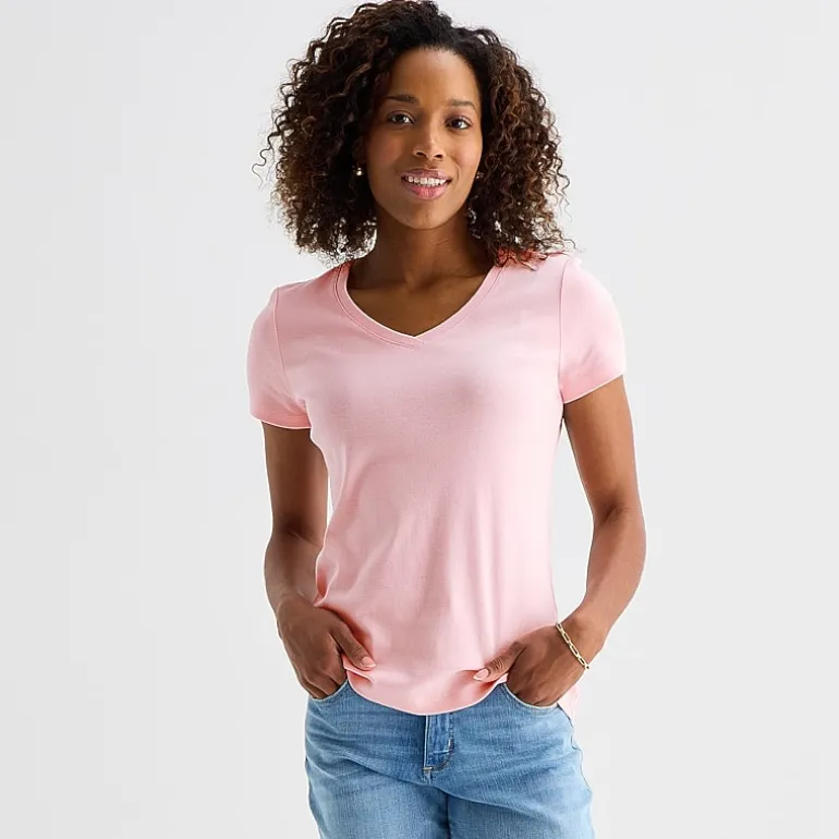 St. John's Bay Womens Tall V Neck Short Sleeve T-Shirt
