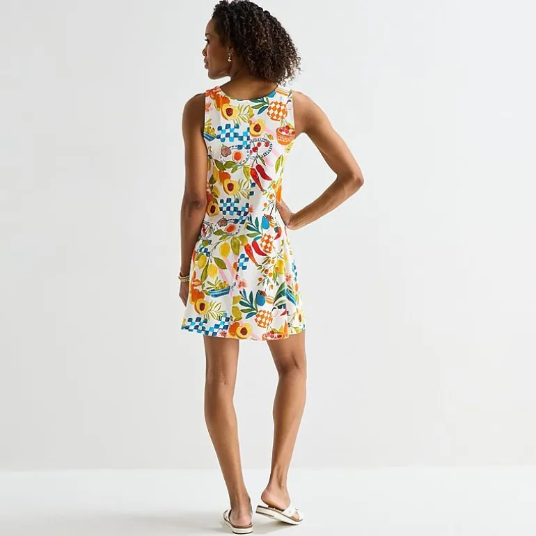 St. John's Bay Womens Tall V Neck Sleeveless Floral A-Line Dress