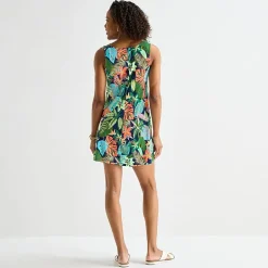 St. John's Bay Womens Tall V Neck Sleeveless Floral A-Line Dress