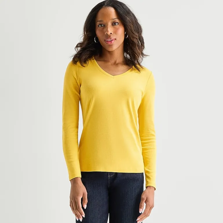 St. John's Bay Womens V Neck Long Sleeve T-Shirt