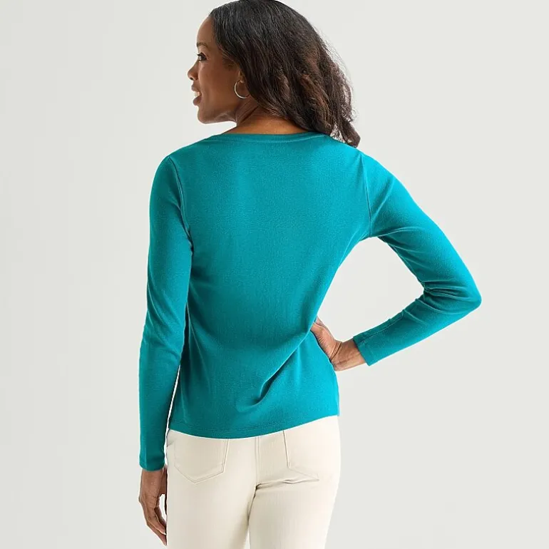 St. John's Bay Womens V Neck Long Sleeve T-Shirt