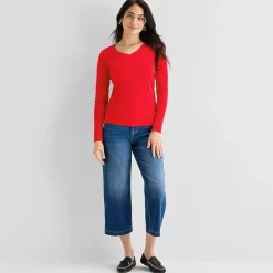 St. John's Bay Womens V Neck Long Sleeve T-Shirt