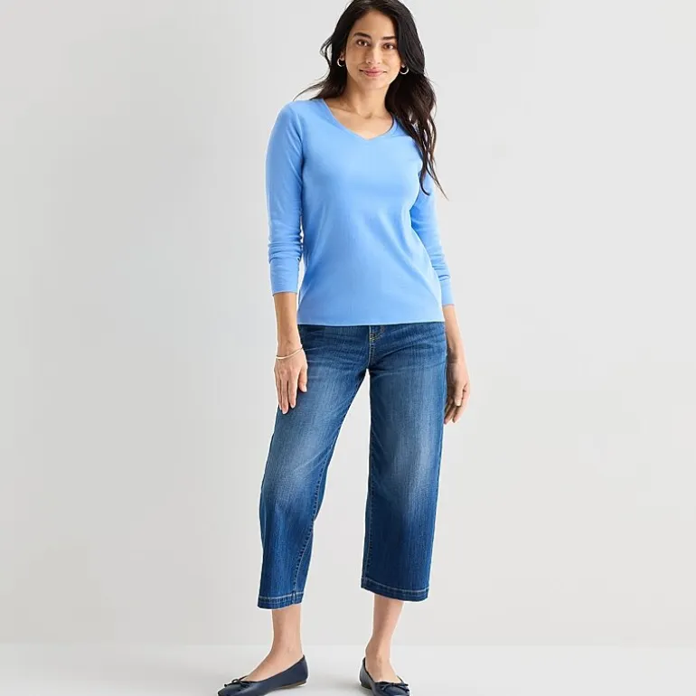 St. John's Bay Womens V Neck Long Sleeve T-Shirt