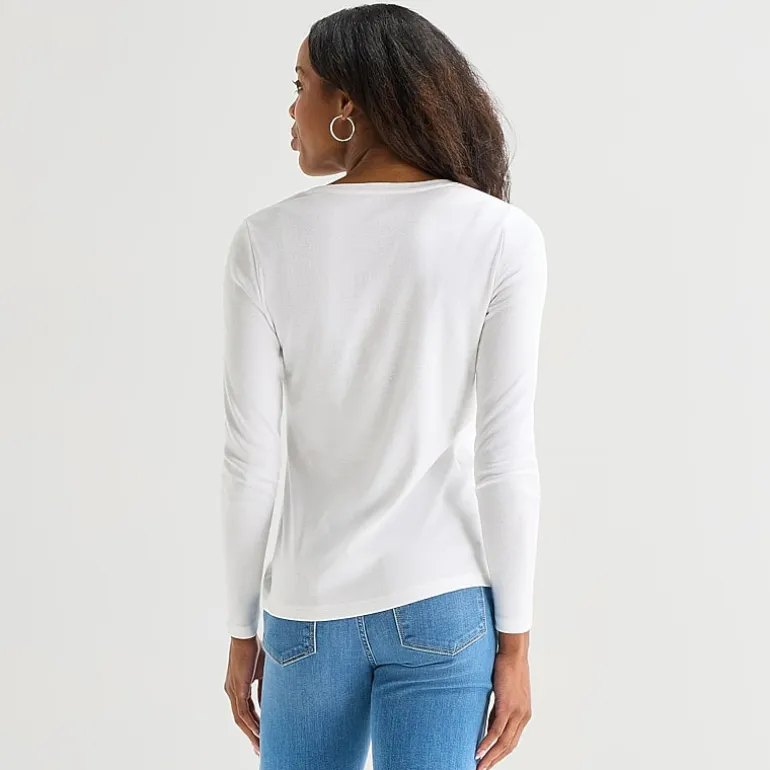 St. John's Bay Womens V Neck Long Sleeve T-Shirt