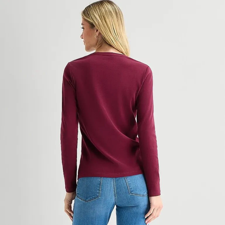 St. John's Bay Womens V Neck Long Sleeve T-Shirt