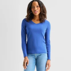 St. John's Bay Womens V Neck Long Sleeve T-Shirt