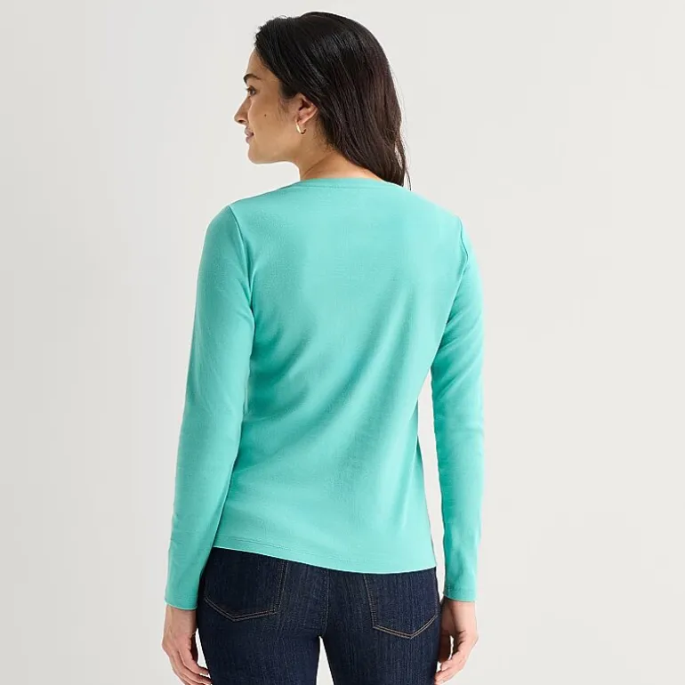 St. John's Bay Womens V Neck Long Sleeve T-Shirt