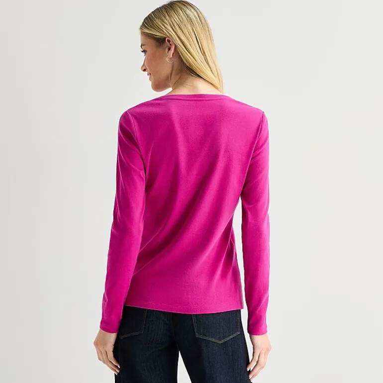 St. John's Bay Womens V Neck Long Sleeve T-Shirt