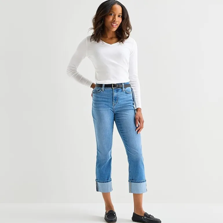 St. John's Bay Womens V Neck Long Sleeve T-Shirt