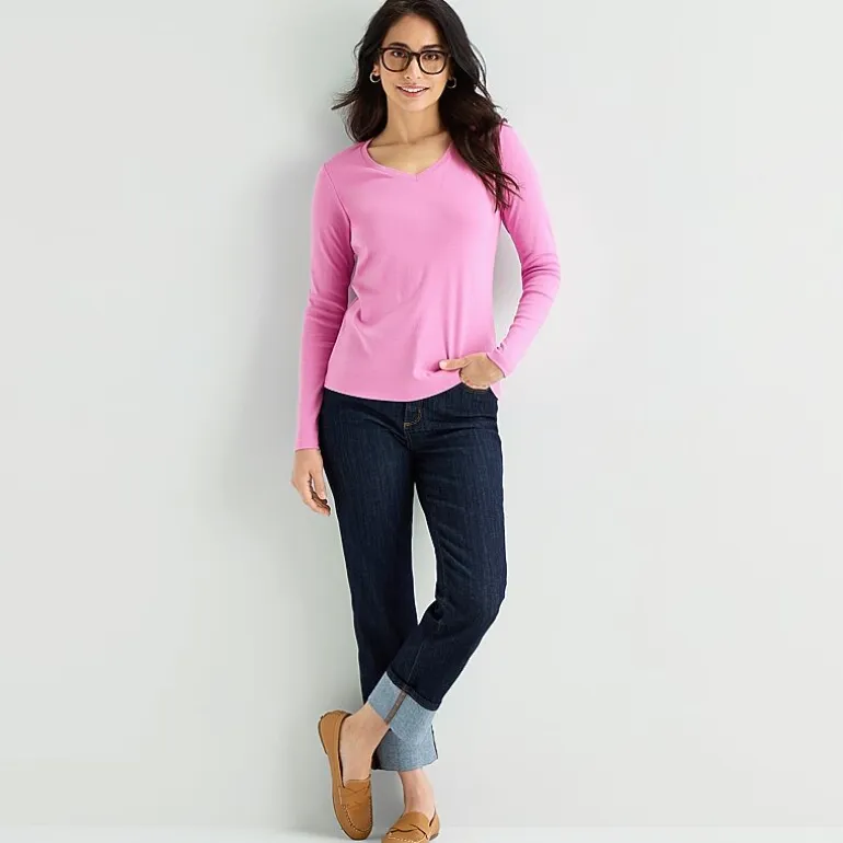 St. John's Bay Womens V Neck Long Sleeve T-Shirt
