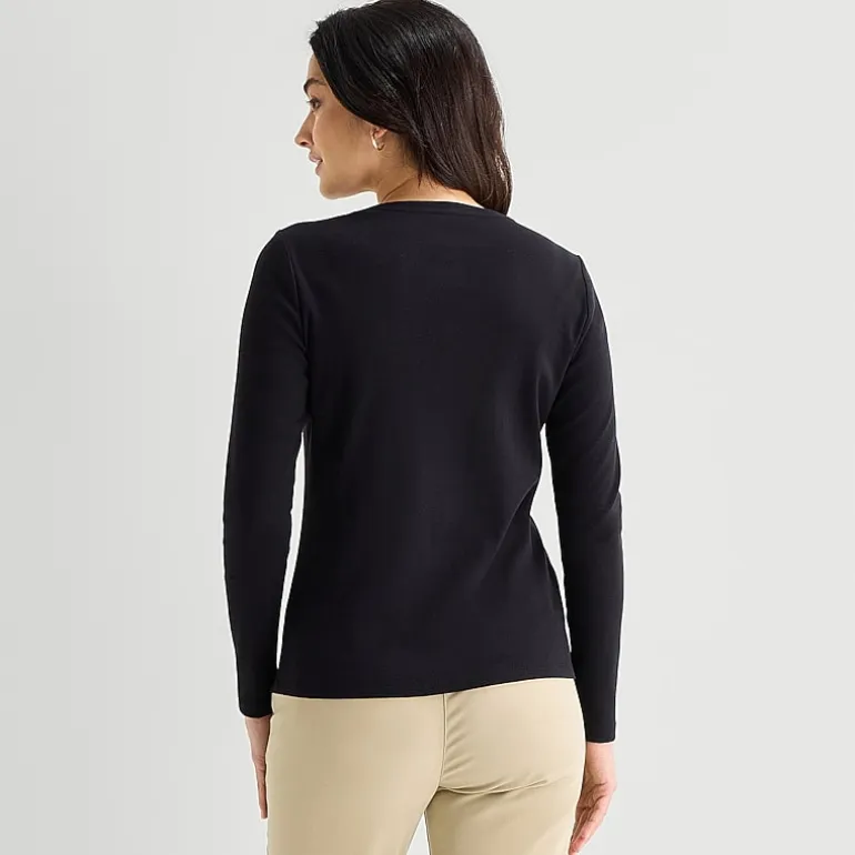 St. John's Bay Womens V Neck Long Sleeve T-Shirt