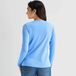 St. John's Bay Womens V Neck Long Sleeve T-Shirt