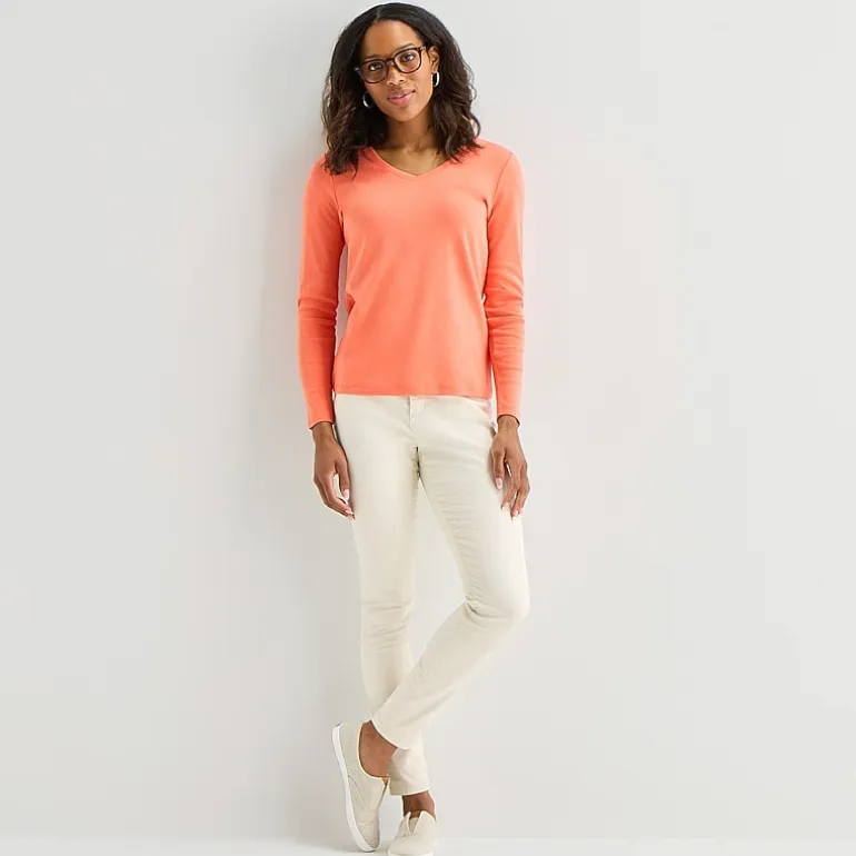 St. John's Bay Womens V Neck Long Sleeve T-Shirt
