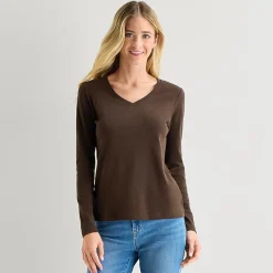 St. John's Bay Womens V Neck Long Sleeve T-Shirt