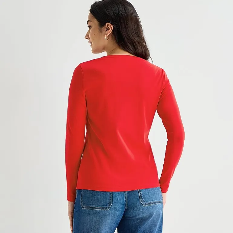 St. John's Bay Womens V Neck Long Sleeve T-Shirt