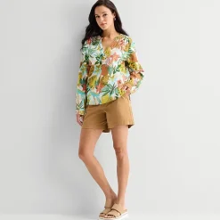 St. John's Bay Womens V Neck Long Sleeve Blouse