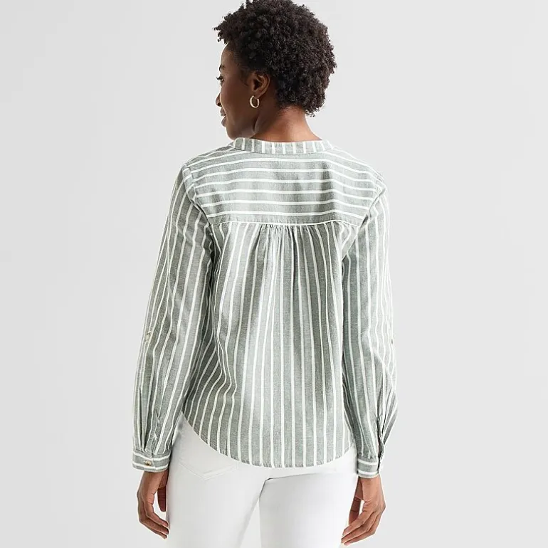 St. John's Bay Womens V Neck Long Sleeve Blouse
