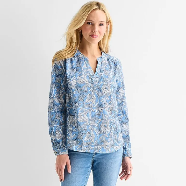 St. John's Bay Womens V Neck Long Sleeve Blouse