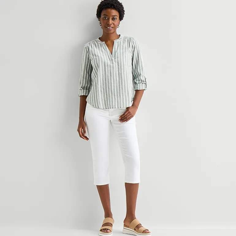 St. John's Bay Womens V Neck Long Sleeve Blouse