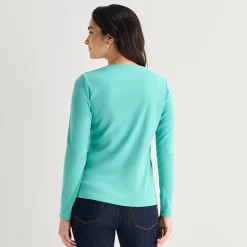 St. John's Bay Womens V Neck Long Sleeve T-Shirt