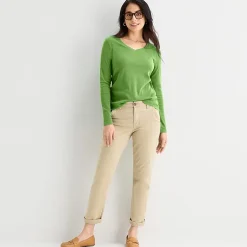 St. John's Bay Womens V Neck Long Sleeve T-Shirt