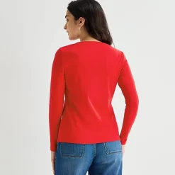 St. John's Bay Womens V Neck Long Sleeve T-Shirt