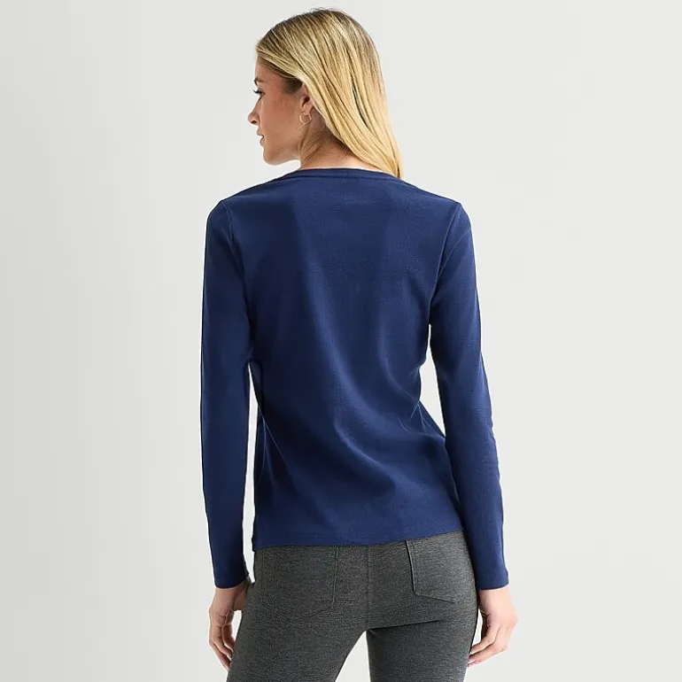 St. John's Bay Womens V Neck Long Sleeve T-Shirt