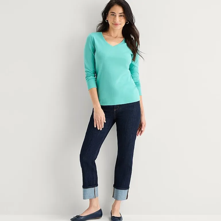 St. John's Bay Womens V Neck Long Sleeve T-Shirt