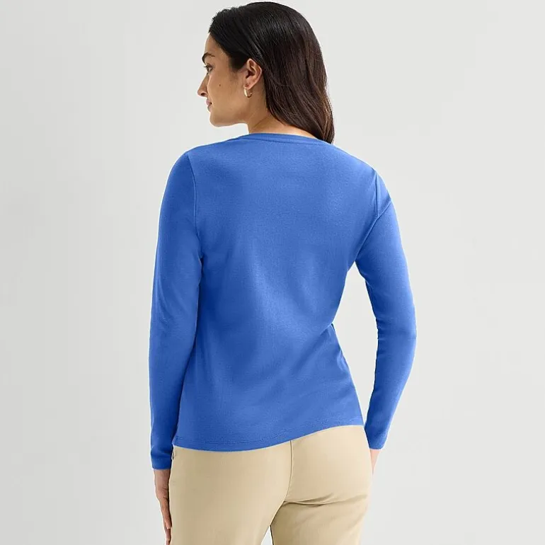 St. John's Bay Womens V Neck Long Sleeve T-Shirt