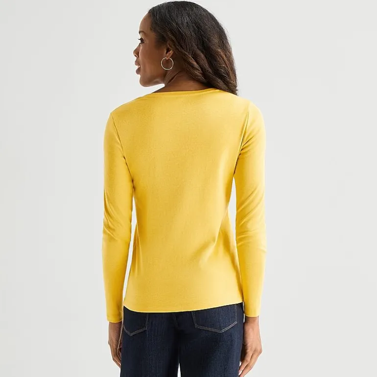 St. John's Bay Womens V Neck Long Sleeve T-Shirt