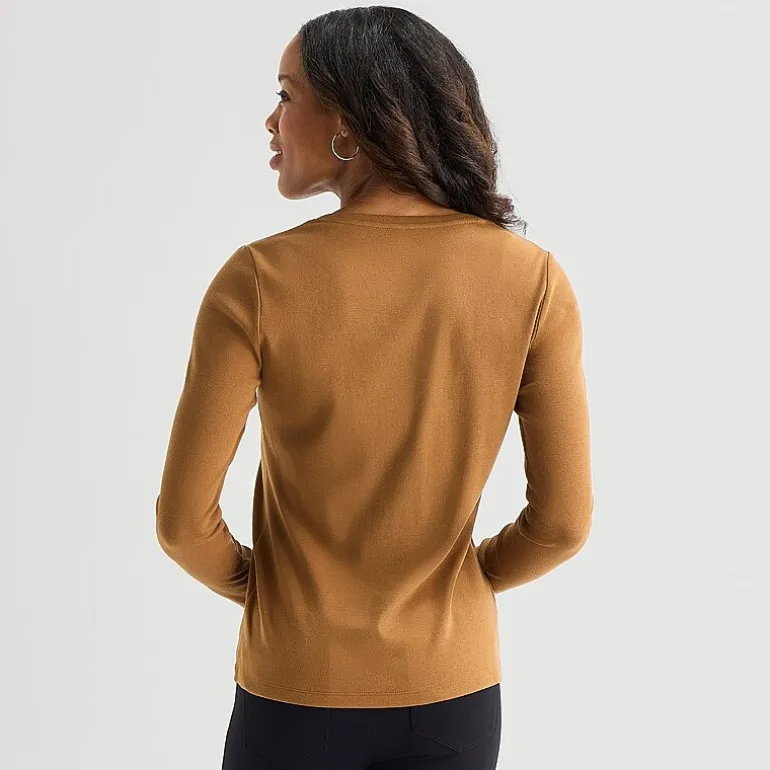 St. John's Bay Womens V Neck Long Sleeve T-Shirt