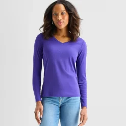 St. John's Bay Womens V Neck Long Sleeve T-Shirt