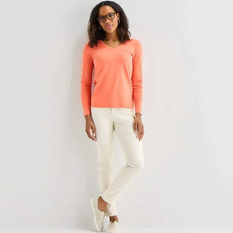St. John's Bay Womens V Neck Long Sleeve T-Shirt