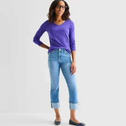 St. John's Bay Womens V Neck Long Sleeve T-Shirt
