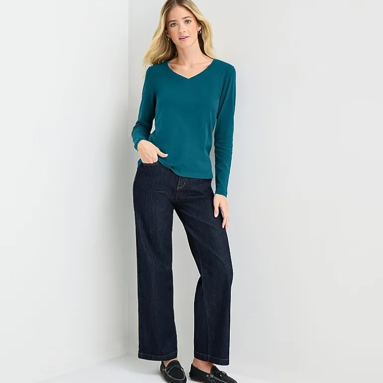 St. John's Bay Womens V Neck Long Sleeve T-Shirt