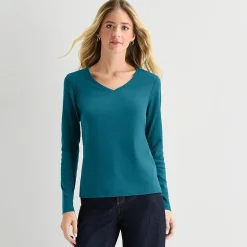 St. John's Bay Womens V Neck Long Sleeve T-Shirt