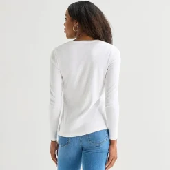 St. John's Bay Womens V Neck Long Sleeve T-Shirt
