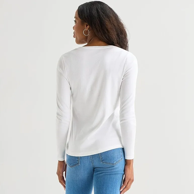 St. John's Bay Womens V Neck Long Sleeve T-Shirt