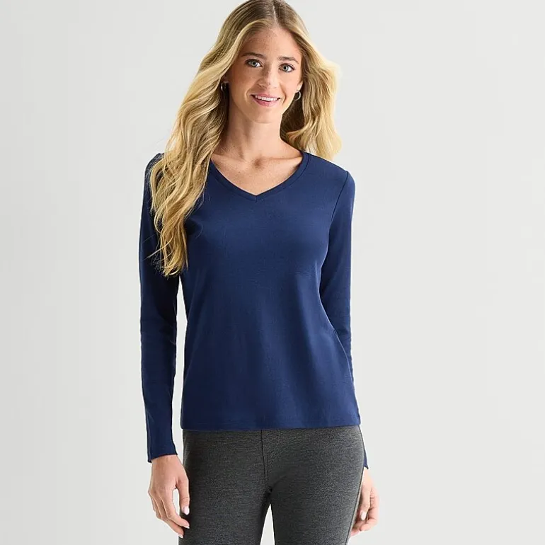 St. John's Bay Womens V Neck Long Sleeve T-Shirt