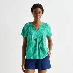 St. John's Bay Womens V Neck Short Sleeve Blouse