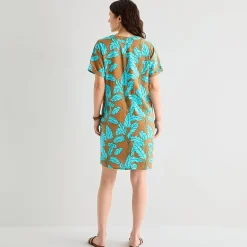 St. John's Bay Womens V Neck Short Sleeve Plaid Shift Dress
